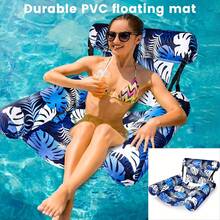 Floating Pool Lounge Chair, Adult Inflatable Pool Hammock Chair, Pool Floating Bed Chair, Floating Pool Sofa With Blue Floral Pattern, Suitable For Summer Pool Party - Multicolor - View 7