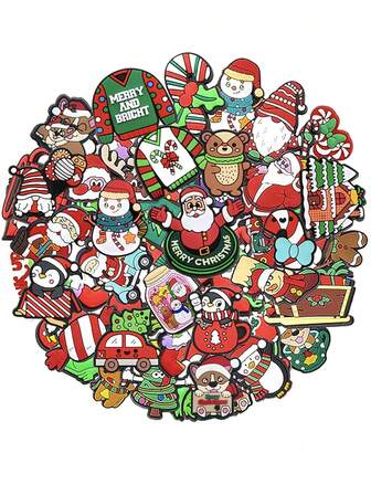 46 PCS Christmas Festival Mixed Collection Set, Colorful PVC Christmas Shoe Hangers - Snowflakes, Antlers, Penguins, Christmas Socks, Shoe Decorative Hangers, Detachable Plastic DIY Accessories, Suitable For Wooden-Soled Shoes, Sandals, Beach Bags, Suitable For Sports Shoes And Bracelet Wristbands, Christmas Festival Party Gifts