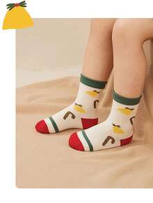 5 双儿童/幼儿圣诞袜，卡通圣诞礼物中筒袜，适合男孩和女孩 - 彩色 - 查看 4