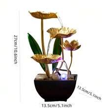 LUMIARTISAN Small Indoor Fountain Automatic Circulation Humidifier Desktop Decoration Living Room And Bedroom Relaxation Crafts - 金色 - 查看 3