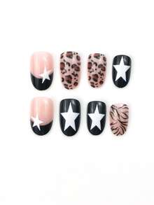 24 piezas de uñas ovaladas para presionar, diseños de Halloween con cuadrícula granallada, telaraña francesa, diseños de tema oscuro. Juego de uñas de Halloween, adecuado para fiestas de chicas, reuniones para bromas, etc. Realza tu encanto.