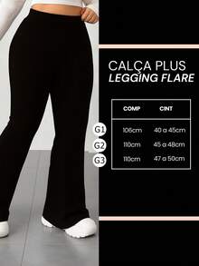 Women's Plus Size Flare Leggings, Thick, Durable Fabric, Perfect Fit, High Waist, Comfortable, Black - 黑色 - 查看 3