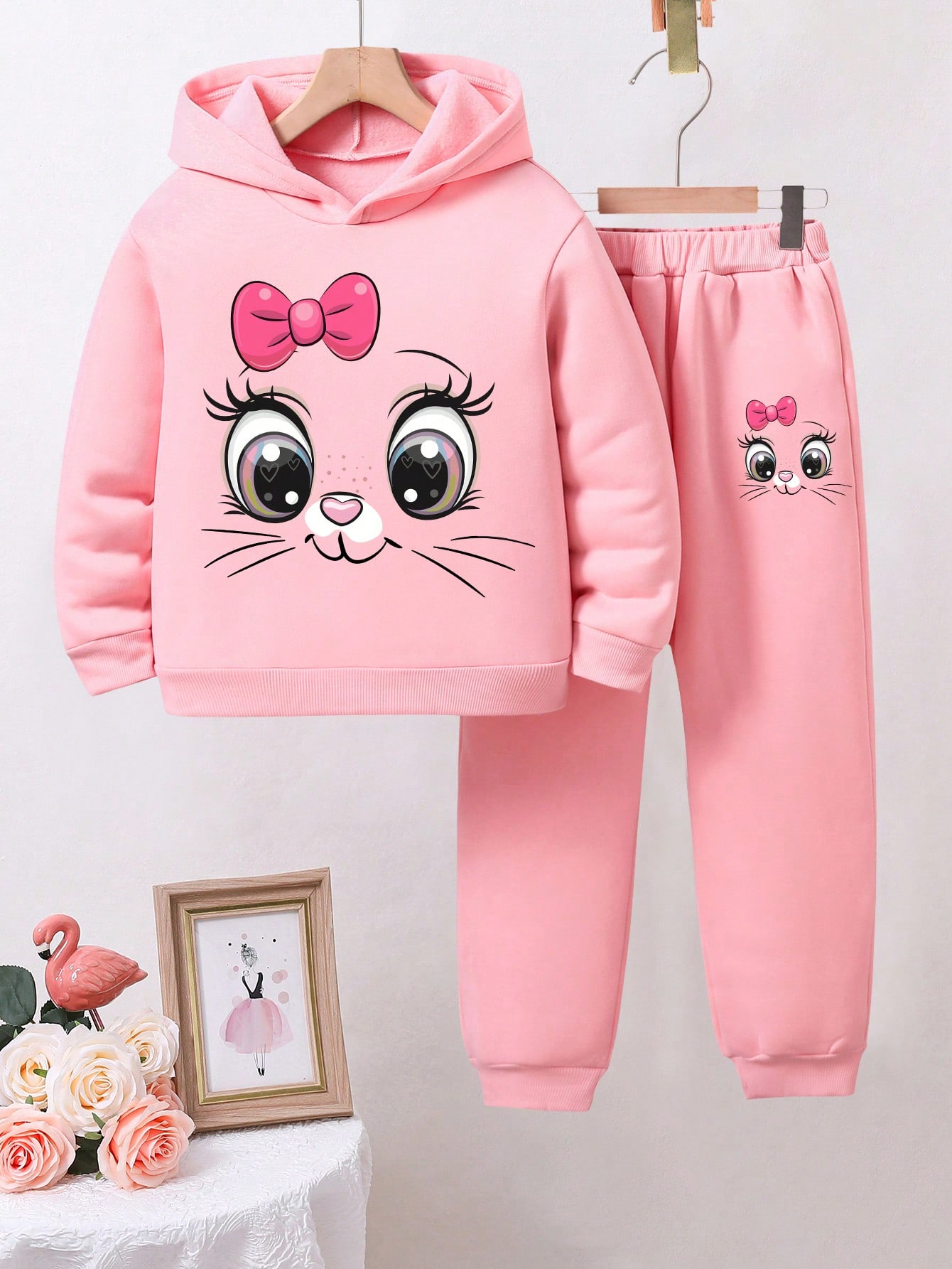 طقم هوديي ومرايل دافئة مطبوعة برسوم كرتونية للأطفا...