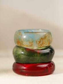 1-3 chiếc vòng tay nhựa kiểu retro bản rộng, phóng đại, họa tiết hình elip, nhuộm tie-dye dành cho nữ, phù hợp cho mặc hàng ngày, dạo phố, hẹn hò, kỳ nghỉ, tiệc tùng, phong cách Boho (Vui lòng kiểm tra kích thước cẩn thận trước khi đặt hàng, đường kính vòng tay 62-65mm, không chấp nhận đổi trả nếu chọn sai kích thước) - Nhiều màu - Xem 5