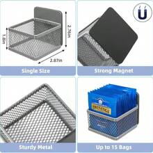 1 Set Soporte magnético para bolsitas de té con 6 compartimentos, caja de té de metal resistente para refrigerador, gabinete, encimera - Organizador de té ahorra espacio, regalo ideal para amantes del té - Cada canasta puede contener 12 bolsitas de té, el set de 6 canastas puede contener 72 bolsitas de té