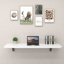 Wall Mounted Folding Table, Drop Leaf Floating Desk with Iron Bracket, 25x50cm Pink, Space - Saving Design Small Spaces, Home Office, Kitchen - Un color - Ver 8