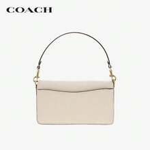 COACH Tabby 20 Classic C Logo Leather Top Handle Satchel Crossbody Bag, Small, Cream White
