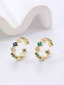 1枚16k金/銀鍍混色立方氧化鋯石長方形戒指 - 彩色 - 查看 7