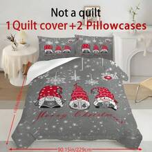 2/3pcs Christmas Gnome Cartoon Bed Comforter Set, Duvet Cover Bed Sheets Set -Bedding Set, With 1 Duvet Cover And 1-2 Pillowcases, King-Size Bedspread, Soft Skin-Friendly Polyester, Machine Washable, Dry Clean,Suitable For Room/Bedroom/Home Decoration.