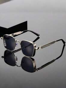 1 件时尚、优雅、多功能男士时尚眼镜，适合办公室使用和旅行，具有高达 400 的紫外线防护功能，配有方形金属镜框，重量极轻。