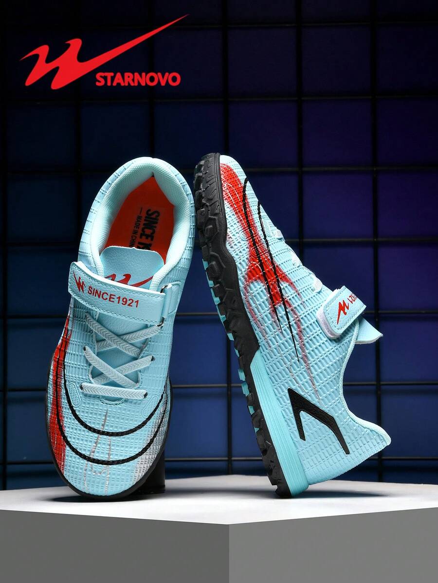 STARNOVO 儿童足球鞋，男女童青少年足球鞋，轻便户外运动训练鞋，适合儿童和青少年。（本商品为标准尺码，如果您脚型偏瘦，建议订购小一码；如果您脚型偏宽，建议订购大一码） - 淺藍色 - 查看 1