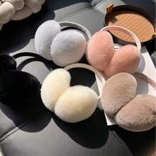 1pc Extreme Cold Protection Plush Ear Muffs - Beige, Soft And Fluffy Foldable Winter Ear Muffs For Both Men And Women, Christmas Gift, For Cycling, Skiing, Commuting To And From Work - Hand-Washable Warm Ear Muffs, Outdoor Activities, Bohemian Style, Comfortable Design, Durable Fabric, Comfortable Fit, Suitable For Outdoor Enthusiasts