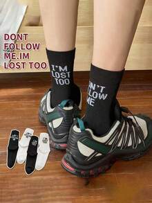 1/2/4 pares Envío aleatorio de calcetines con eslogan raro, letra simple, calcetines de skate, calcetines de pareja, calcetines deportivos y casuales de moda para hombres y mujeres