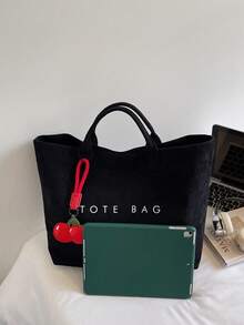 حقيبة يد جلدية سويدية ذات مقبضين مزينة بطباعة الحروف، حقيبة كاجوال كبيرة السعة مريحة وناعمة، مناسبة للنساء للعمل والتنقل والتسوق والجامعة