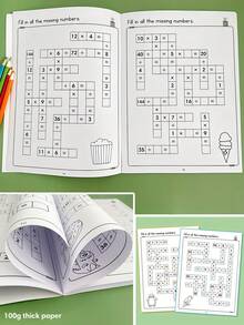 Math Crossword Puzzles For Kids Ages 6-12, Addition Subtraction Multiplication Division Practice Games, Timed Criss Cross Challenges, Learning Activity For Grade 3-4, Solutions Included, Educational Learning Tool For Boys Girls - Multicolor - View 5