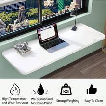 Wall Mounted Folding Table, Drop Leaf Floating Desk with Iron Bracket, 25x50cm Pink, Space - Saving Design Small Spaces, Home Office, Kitchen - Un color - Ver 4