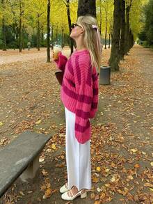 Große Größen Koreanischer Stil Weihnachten Lässig Boho Urlaubs-Party Vintage Frauen Altes Geld Stil Süß Flughafen Streetwear Country Konzert Ausgehen Oberteile Cosplay Halloween Kostüm Halloween 2025 Sexy Hexe Kostüm Ausgehen Herbst Frauen Schulanfang Y2K Country Konzert Herbst Winter Für Frauen Goth Steampunk Frauen Boho Urlaubs-Party Rundhals Einfarbig Kontrast Streifen Regular Lässig Strick Pullover