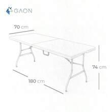 GAON. Mesa Plegable de Plastico Tipo Portafolio 1.80 Metros Portatil para Jardin Interior y Exterior 180. - blanco - Ver 3