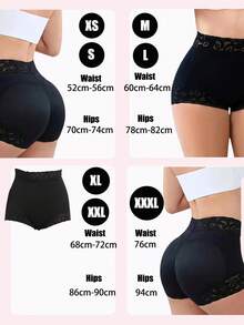 Plus Size Butt Shaper Lace Waist Cincher Shorts, High Waist Tummy Control Shapewear Panties