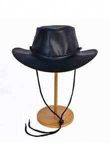 1pc Women's Retro American West Style Wide Brim Leather Bucket Hat, Suitable For Outdoor, Spring/Autumn - Multicolor - View 4