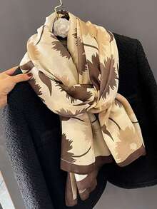 1pc Elegant Floral Printed Faux Silk Scarf, Lightweight, Breathable, Multi-Wear For Spring/Summer, Suitable For Daily, Outdoor, Gift, Street, Travel, Photo Shoot, Dating, Fashionable, Versatile Accessory For Dress - Yellow - View 16