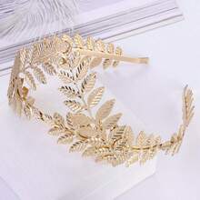 Leaf Headband Roman Goddess Crown Hair Band Boho Bridal Christmas Hair Hoop Women Girls Wedding Hairband Party Decoration Headdress Cosplay Costume Headwear Handmade Headpiece Hair Accessories Golden - GoldenTonewithBranch - 查看 4