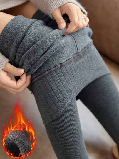 1pc 300g Women's Warm Stockings, Grey Long Socks Tight Pants, Cold Resistant Leggings For Business And Work, With Thick Fleece Pantyhose (Suitable For 5 °--5 °C), Cozy