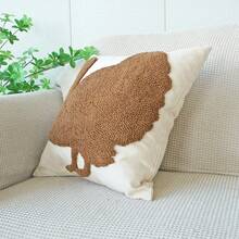 1 buc. Față de pernă din pluș brodată cu model de curcan, față de pernă decorativă de Ziua Recunoștinței cu broderie 3D