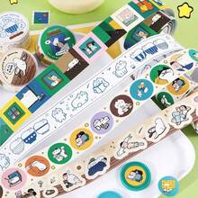 Pegatinas decorativas de estilo coreano lindo, pegatinas de planificador básicas de colores vibrantes con dibujos a mano de dibujos animados, adecuadas para diarios, planificadores, scrapbooking