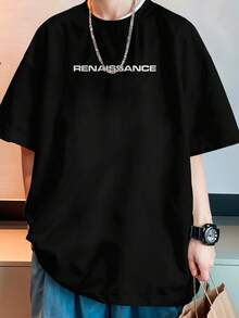 Men's Renaissance Print Oversized Shirt Street Style - 黑色 - 查看 3