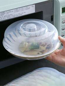 1pc Microwave Oven Cover, Round Plastic Bowl Lid, Insulated Vegetable Cover, Plastic Food Cover, Heat-Resistant Food Cover, Refrigerator Odor-Proof Fresh-Keeping Bowl Cover, Daily Kitchen Food Preservation Supplies, Universal Splash Guard, Household Food Bowl, Kitchen Accessories, Kitchen, Food, Camping