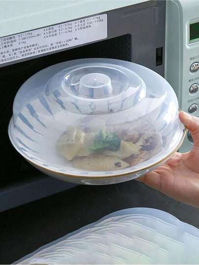 1pc Microwave Oven Cover, Round Plastic Bowl Lid, Insulated Vegetable Cover, Plastic Food Cover, Heat-Resistant Food Cover, Refrigerator Odor-Proof Fresh-Keeping Bowl Cover, Daily Kitchen Food Preservation Supplies, Universal Splash Guard, Household Food Bowl, Kitchen Accessories, Kitchen, Food, Camping