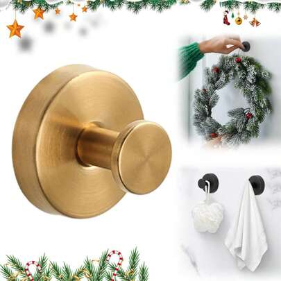 1/2个升级版吸盘挂钩，金属毛巾挂钩，不锈钢吸盘挂钩，适用于镜子/窗户/浴室，前门花环装饰挂钩，免钻孔重型挂钩