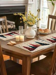 1/4/6/8/12 piezas Individuales para mesa de comedor, individuales con patrón de árboles de Navidad y invierno, individuales antideslizantes/fáciles de limpiar para decoración de mesa de comedor, fiesta y cocina - Caqui - Ver 4