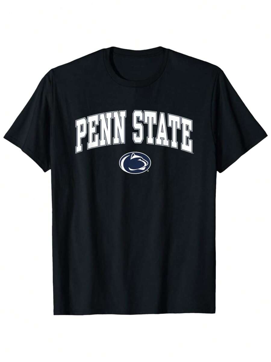 Official University T Shirt Black Short Sleeve Cotton Blend Tee With Bold White/Silver Block Letters & Logo Perfect For Game Days Campus Wear & Alumni Events (Multiple Colors & Sizes Available) - 黑色 - 查看 1