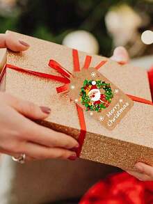 50 piezas de etiquetas de regalo con temática navideña, con diseños de Papá Noel, muñeco de nieve y renos, etiquetas decorativas adecuadas para fiestas de invierno, Año Nuevo y decoración de envoltorios de regalos de Navidad