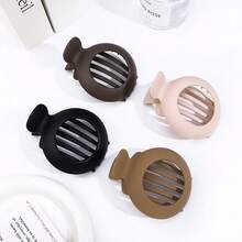 4pcs Matte & Glossy Leopard Print & Solid Color Round Hair Clips Set, Women Daily & Occasion Bun, Half-Up Hairstyle Essential Hair Accessories, Fitting Head Shape Design, Minimalist Retro Niche Hair Clips