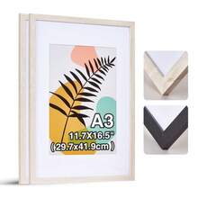 Blauesmeer Set Of 2 Picture Frames A3 - Wooden Picture Frames 30x42cm Wooden Frames, Plexiglas Poster Frames, Collage Poster Frames, Modern Poster Document Frames, MDF Photo Frames (White) - 白色 - 查看 9