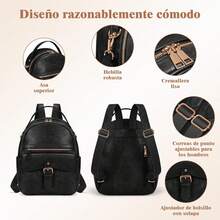 TendenciaRAINSMORE Mochilas para Mujer Pequeñas Mochila Antirrobo Cuero Mochila Monedero para Mujer Impermeable Mochila Informal De Moda Convertible Bolso de Hombro para Viajes Trabajo UniversidadCalidad premium - beige y marrón - Ver 11