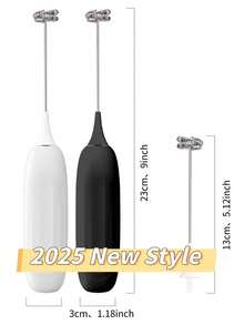 全新奶泡器、强力手动奶泡器、迷你奶泡器、咖啡搅拌机、不锈钢咖啡和饮料搅拌机、适用于拿铁、卡布奇诺、抹茶、热巧克力、便携式奶泡机、无线电动迷你咖啡机 重返校园