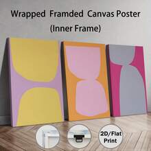 Set Of 3 Color Block Prints, Pink Orange Geometric Abstract Colorful Wall Art Set Gallery Wall Prints Stylish Bedroom Art, Canvas Poster Wall Art, Optional Frame, Wall Art With Frame