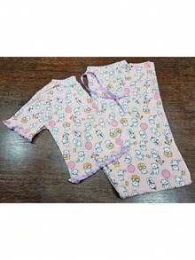 Pijama Feminino Adulto Ondinha Cropped Calça Longa Estampado Suede Roupa de Dormir