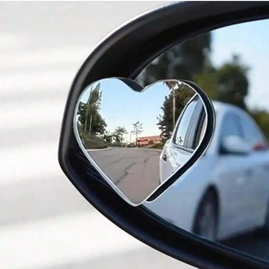2 piezas Espejos convexos sin marco con forma de corazón, espejos de asistencia de visión trasera con ángulo de visión amplio