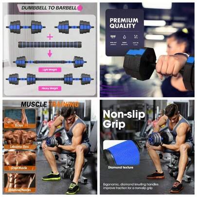 Kit Mancuernas 2 en 1 Multiuso, Mltiples Opciones 10/15/20/30/40Kg, para Entrenamiento de Ejercicio en el Gimnasio en Casa, Ejercicio de Todo el Cuerpo, Agarra antideslizante