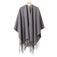 Women's Oversized Fringe Poncho Shawl Wrap Office Air-Conditioned Room Shawl Outer Wear Women's Four Seasons Cloak Travel Wear Cloak Airplane Blanket In Various Colors - Lạc đà - Xem 8
