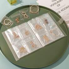 84/160 Grid Transparent Jewelry Storage Book Self Sealing Bag For Necklace Ring Photo Card Organizer - Trong sáng - Xem 1