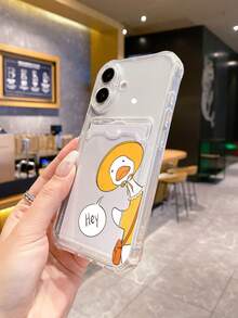 1pc White Shockproof TPU Cartoon Duck Pattern Phone Case, Suitable For IPhone, Android, OPPO Phones