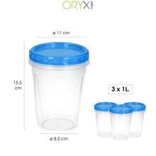 ORYX Round Plastic Container Set 1 Liter (Pack Of 3 Pieces) - Blue - View 2