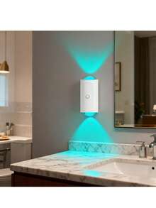 1个智能感应氛围壁灯，现代感十足，配备RGB渐变可调光LED灯，USB充电智能夜灯功能，内置感应器，上下照明，室内照明，适用于走廊、卧室、客厅、衣柜等场所 - 安装简便，附带USB充电线 - 幻彩 - 查看 6