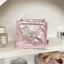 This Adorable Pink 3D Ribbon Or Heart-Shaped Storage Basket Is The Perfect Choice For Christmas And Holiday Decor. It Is Designed To Reduce Desktop Clutter And Is Waterproof, Making It Great For Storing Cosmetics, Organizing Makeup Brushes And Skincare Products, While Also Serving As A Beautiful Desktop Decoration. Additionally, It Can Be Used As A Cosmetic Organizer, Plastic Basket, Toy Basket, Home Decor, And Room Or Bedroom Decor, Making It An Excellent Gift For Friends And Family. - Multicolor - View 20